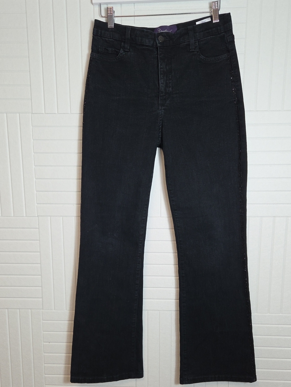 Not Your Daughter's Made In USA Black Rhinestone Bootcut Jeans Size 6